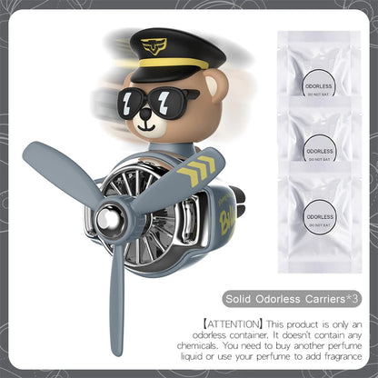 Odorless Car Air Freshener Vent Clip Bear Pilot Decor - Smarsty