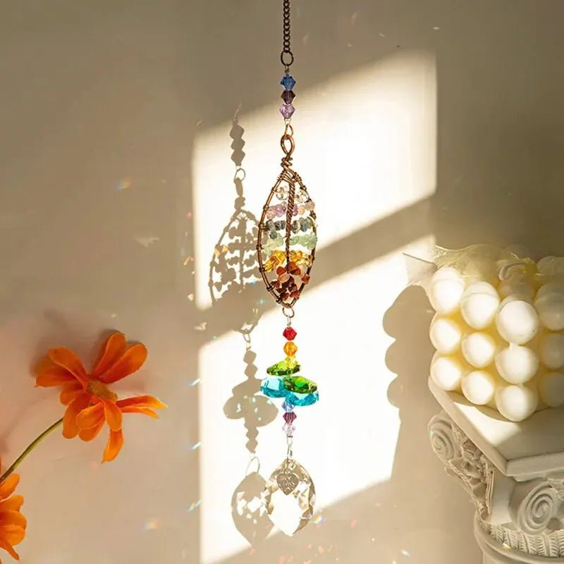Colorful Tree Of Life Crystal Glass Pendant For Gardens - Smarsty