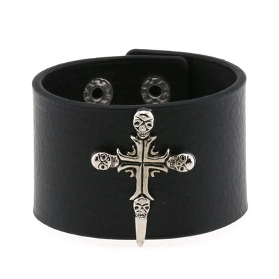 Adjustable PU Leather Studded Punk Bracelet for Men Women - Smarsty
