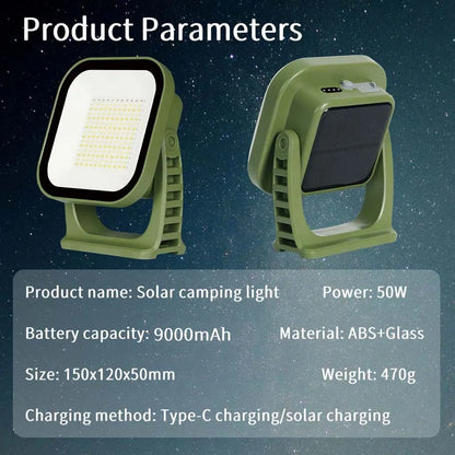 MOSLIGHTING Solar Chargin Tent Strong Light with Magnet Zoom Portable Torch Camping lantern Work Maintenance Lighting 80W LED