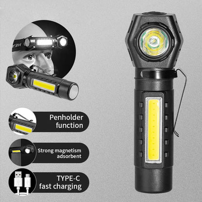 LED COB Headlight Band USB Charging Waterproof Head-Mounted Flashlight Detachable Multifunctional 5W/1600mAh for Running Cycling