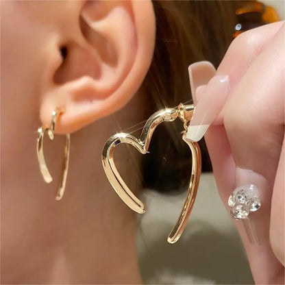 Chic Love Heart Drop Earrings for Women in Gold and Silver - Smarsty