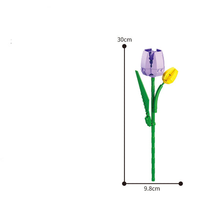 13 Styles Pretty Flower Building Blocks Rose Valentine's Lavender Peach Lily Of The Valley Tulip Bricks DIY Home Ornaments by Smarsty