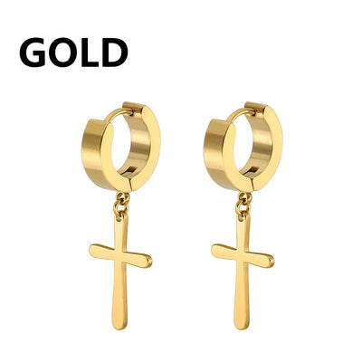Stainless Steel Cross Dangle Earrings for Men and Women - Smarsty