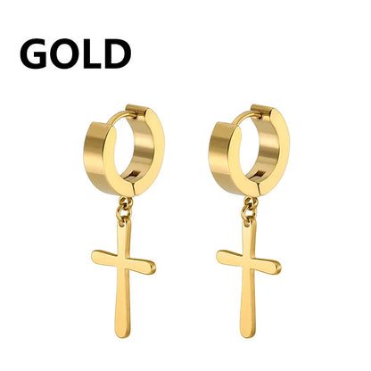 Stainless Steel Cross Dangle Earrings for Men and Women - Smarsty