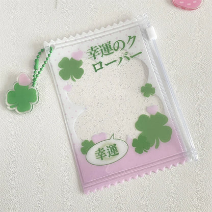 INS Transparent Candy Bag Badge Holder Korean Photocard Holder Display Bag Pendant Idol Photo Card Protective Cover Card Holder