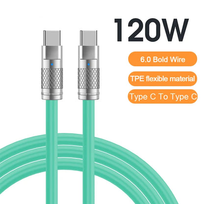 120W 6A Super Fast Charge USB C Liquid Silicone Cable For iPhone 14 15 Huawei Samsung Xiaomi Quick Charger Type-C Data Wire - Smarsty