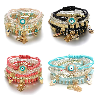 Bohemian Evil Eye Bracelet Set for Women - Smarsty