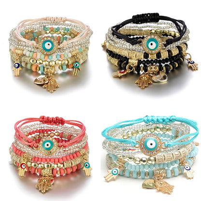 Bohemian Evil Eye Bracelet Set for Women - Smarsty
