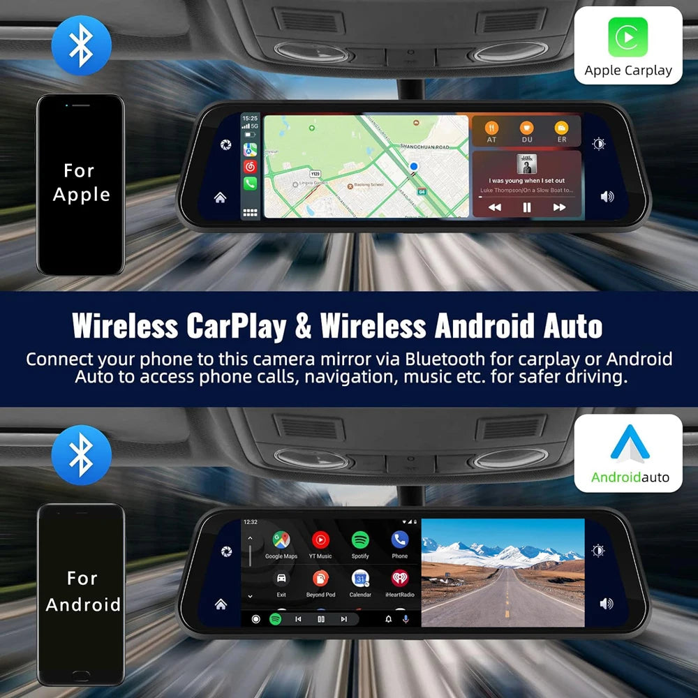 4K Dash Cam With Rearview Mirror Display and GPS WiFi - Smarsty