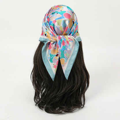 Bohemian Floral Print Silk Scarf for Women Sun Protection - Smarsty