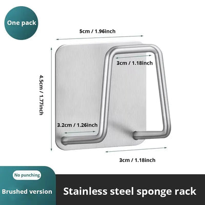 1pc Stainless Steel Sink Sponge Rack For Sponge Steel Wire Ball Draining Paste The Inner Wall Of The Sink Kitchen Supplies - Smarsty