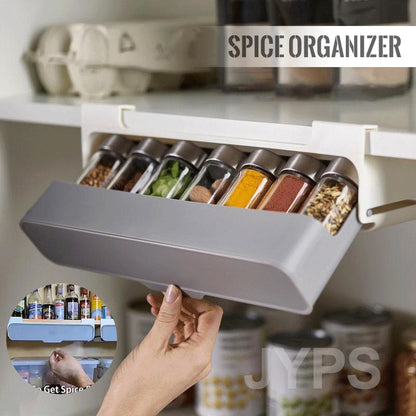 Kitchen Spice Rack Self-adhesive Spice Organizer Rack Seasoning Bottle Spice Organizer Wall-mounted Under-Shelf Kitchen Storage by Smarsty