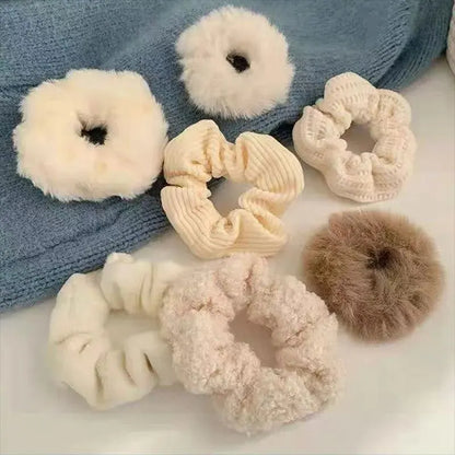 7/21 Pcs/Set Women Hair Scrunchies Set Plush Solid Hair Band for Girls Ponytail Holder Rubber Bands Hair Ties Hair Accessories - Smarsty
