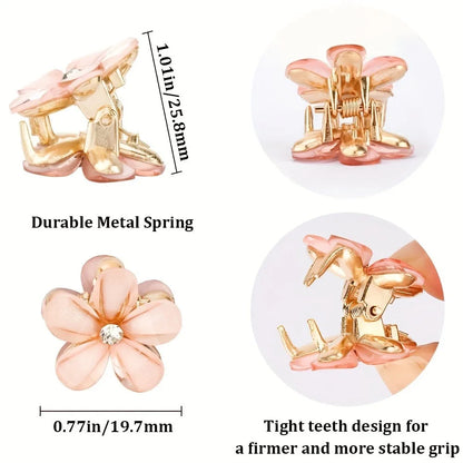 Flower Shaped Hair Grab Clips with Faux Pearl Accents - Smarsty
