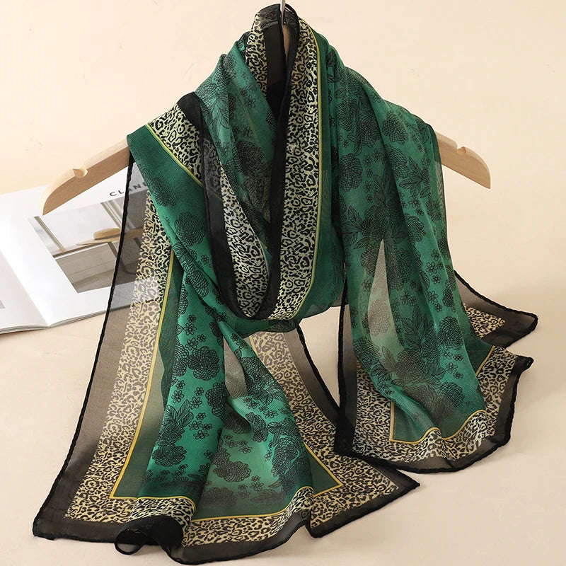 Women Print Chiffon Scarf Lightweight Sunscreen Shawl Wrap - Smarsty