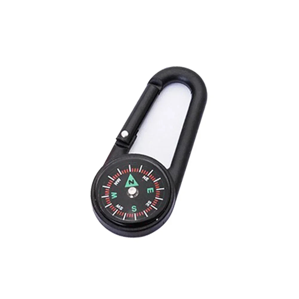 Outdoor Compass Carabiner Mini Camping Keychain Mountaineering Hiking Backpack Buckle with Compass Survival Children Gifts
