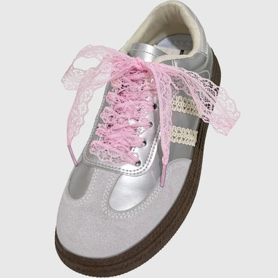 1Pair Fancy Lace Shoelaces for Women Casual Shoes Width Flat Shoelace for Sneakers Black White Shoe Laces Accessorices - Smarsty