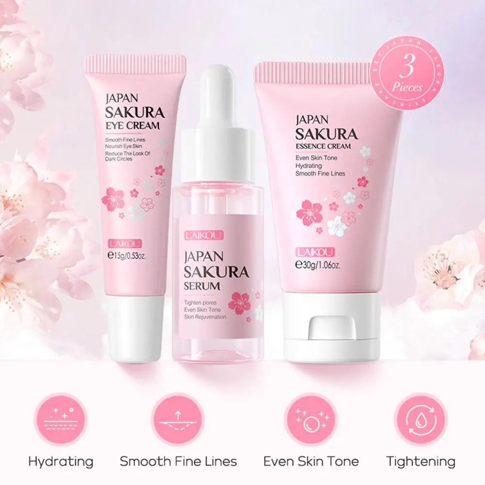 5/3pcs/Set Sakura Skin Care Sets Face Cream Serum Toner Facial Cleanser Sunscreen Eye Cream Gift Box Face Skin Care Set Product - Smarsty