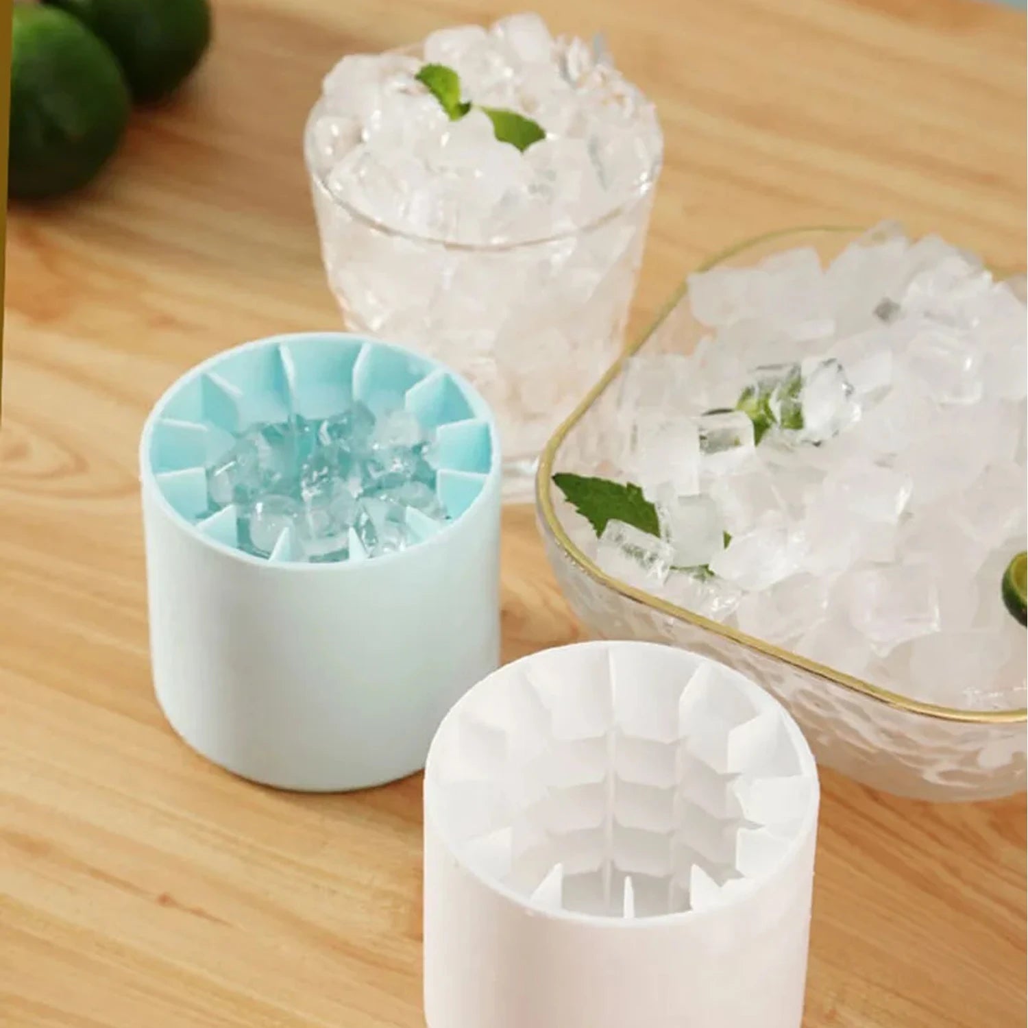 Food grade silicone cylindrical ice tray ice making mold for household kneading, ice storage box, ice cup, quick freezing (small