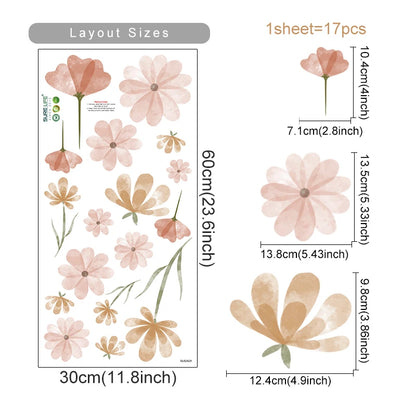 Boho Flowers Wall Stickers for Kids Room Décor - Smarsty