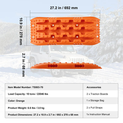 SucceBuy 10 TON Traction Boards with PP Material Recovery Boards for Off-road Vehicle Car Pickup SUV RV Pair Tire Traction Mats - Smarsty