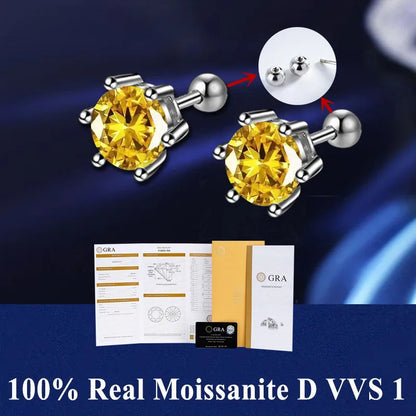 D VVS1 Moissanite Stud Earrings S925 Platinum Plating - Smarsty