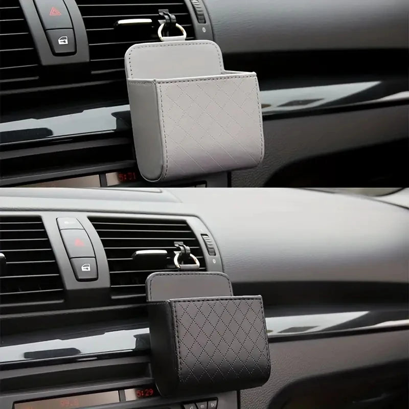 Vent Mount Car Phone Holder With PU Leather Storage Box - Smarsty