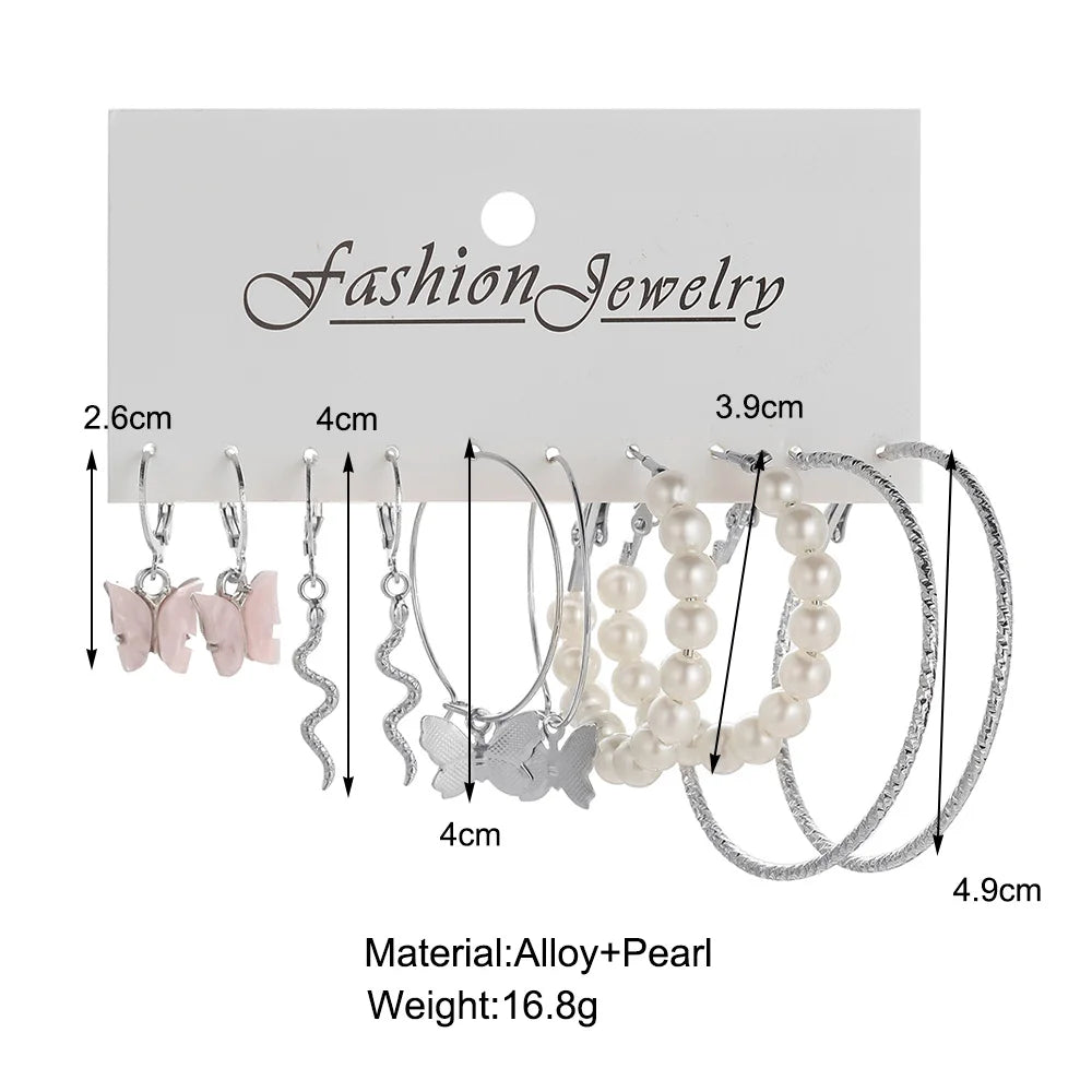 Elegant Silver Round Pearl Hoop Earrings For Women - Smarsty