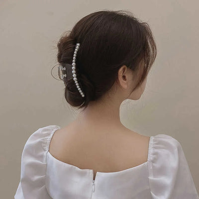 Large Pearl Hair Claw Clip Acrylic Fashion Barrette Stylish - Smarsty