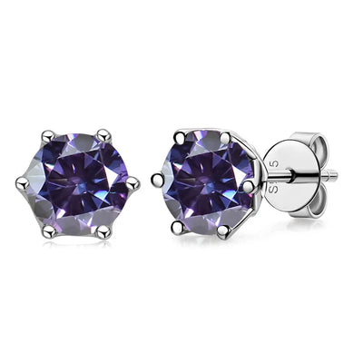 Moissanite Stud Earrings Sterling Silver VVS D Sparkle - Smarsty