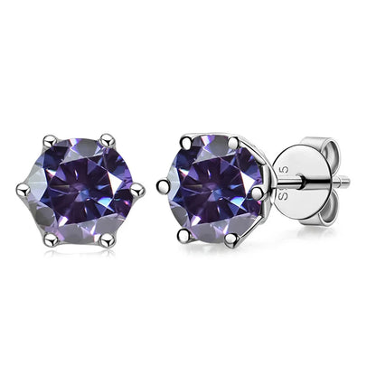 Moissanite Stud Earrings Sterling Silver VVS D Sparkle - Smarsty