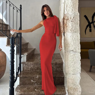 Hugcitar Fashion Solid O Neck Sleeveless Patchwork Sexy Bodycon Maxi Prom Dress Summer Women Clothes Party Festival Club Y2K - Smarsty
