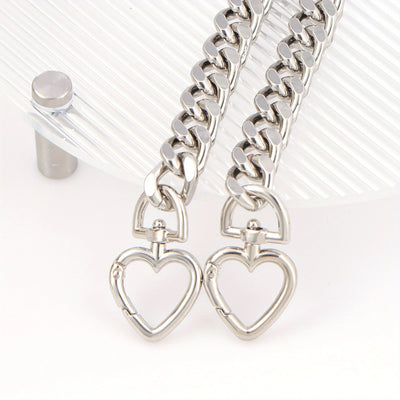 1pc Metal Purse Chain Strap Extender Heart Shape Purse Chain for Accessory Charms, Lengthen Crossbody Shoulder Handbags Strap - Smarsty