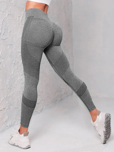 Elastic High Waist Leggings Women Knitted Solid Tights Seamless Butt Lift Fitness Yoga Fashion Skinnly Gym Sports Leggings - Smarsty