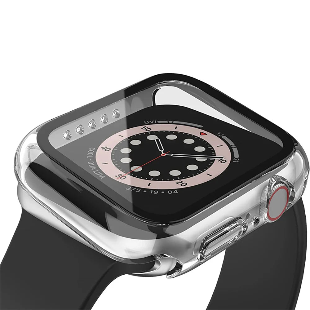 Tempered Glass+Case For Apple Watch 38mm 40mm 41mm 42mm 44mm 45mm 46mm Screen Protector Protective Cover iWatch 10 8 7 9 6 SE 5 - Smarsty