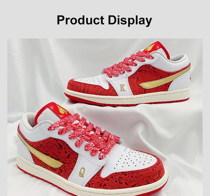 Gilding Flat Shoe Laces Cashew Flower Shoelaces for Sneakers Hand-painted Sports Casual Basketball Tennis Shoelace Shoestrings - Smarsty