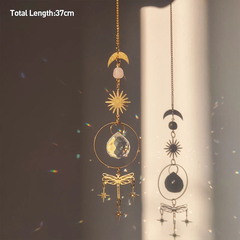 Golden Butterfly Crystal Pendant Suncatcher Wind Chimes - Smarsty