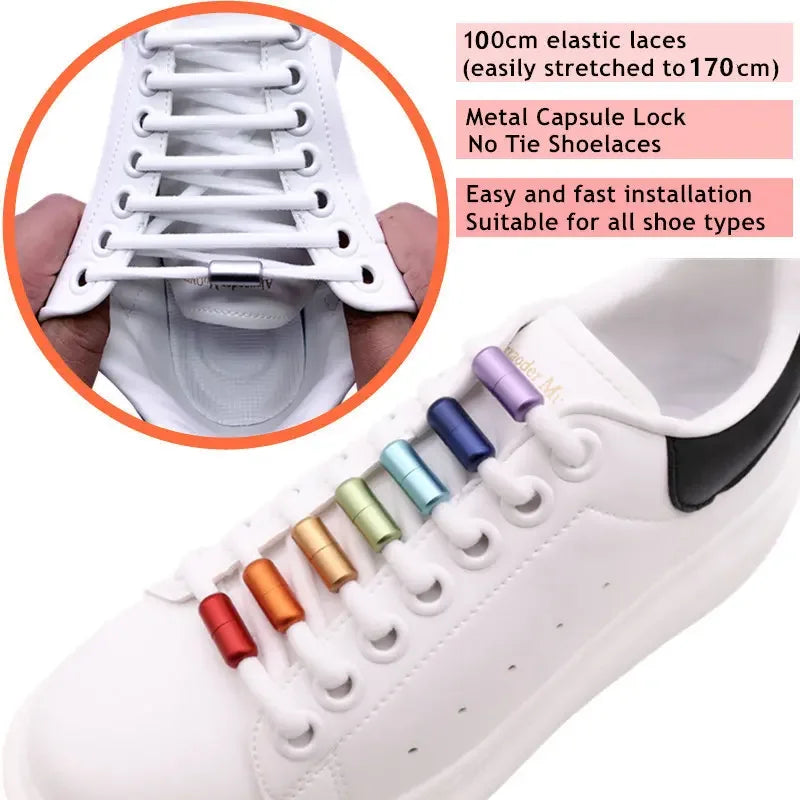 1Pair Elastic Lazy Shoelaces No Tie Shoe Laces Sneakers Flats Shoelaces for Kids Adult Quick Shoelace Fit All Shoes Freeshipping