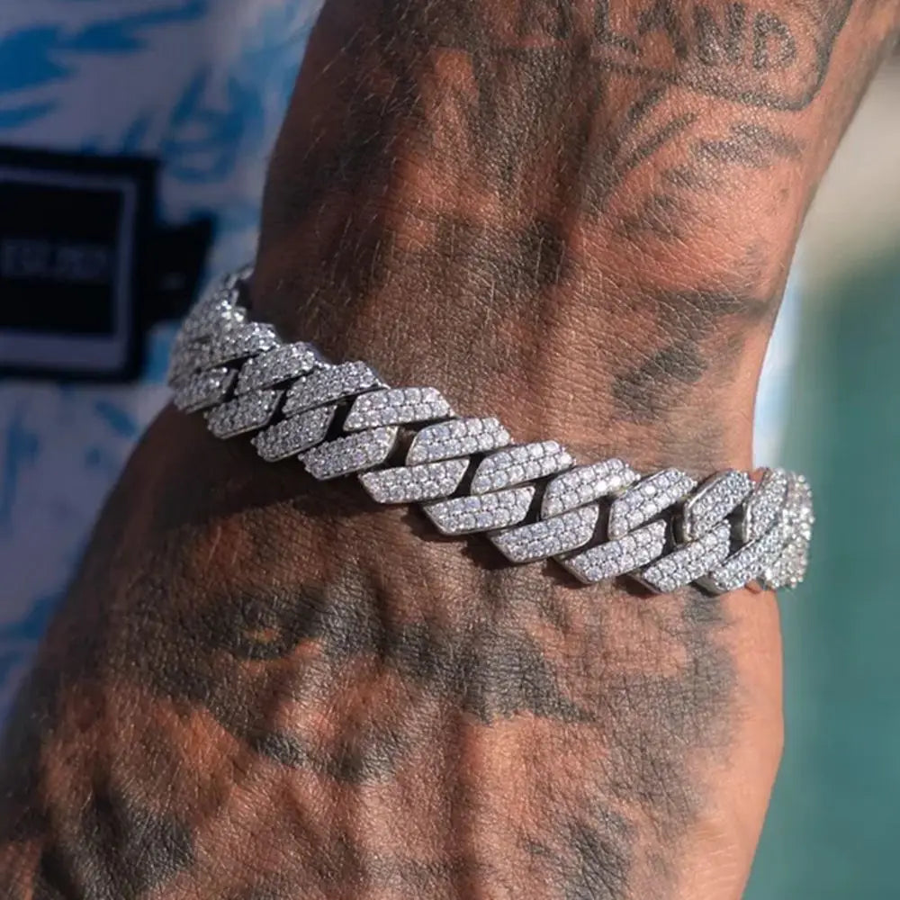 14MM Iced Prong Link Cuban Chain Bracelet for Men and Women - Smarsty