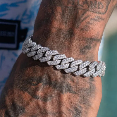 14MM Iced Prong Link Cuban Chain Bracelet for Men and Women - Smarsty