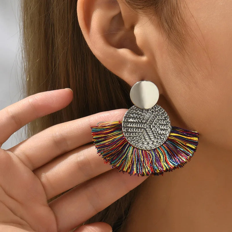 Bohemian Big Tassel Drop Earrings for Stylish Wedding Look - Smarsty
