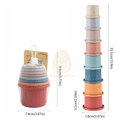Baby Toys Stacking Cup Cartoon Early Educational Learning Color Number Nesting Sorting Bath Shower Play Water Sand Game For Kids - Smarsty
