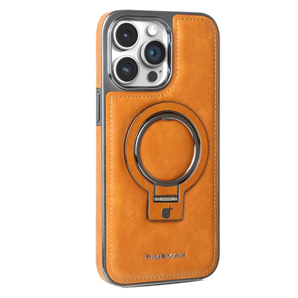 Luxury PU Leather Magnetic Stand Phone Case For iPhone 17 16 15 14 13 12 Pro Max for Magsafe Wireless Charging Shockproof Cover