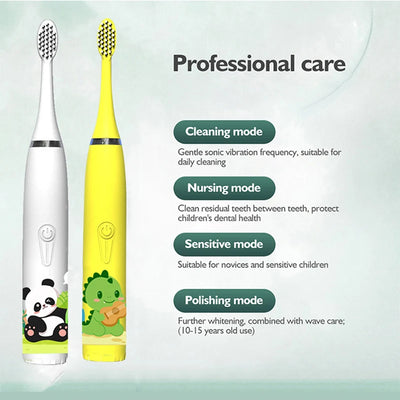 Child's Rechargeable Sonic Electric Toothbrush With Replacement Heads - Smarsty