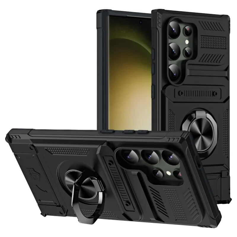 Galaxy S23 S24 Case With Magnetic Ring Kickstand Heavy Duty - Smarsty