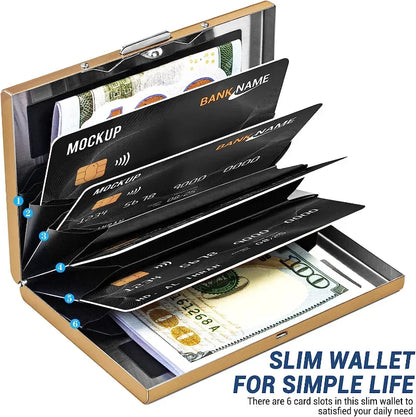Anti-Scan ANTI RFID Blocking 6 Cards Aluminum Metal ID Bank Credit Card Holder Slim Wallet Case Business Card Protection Holder