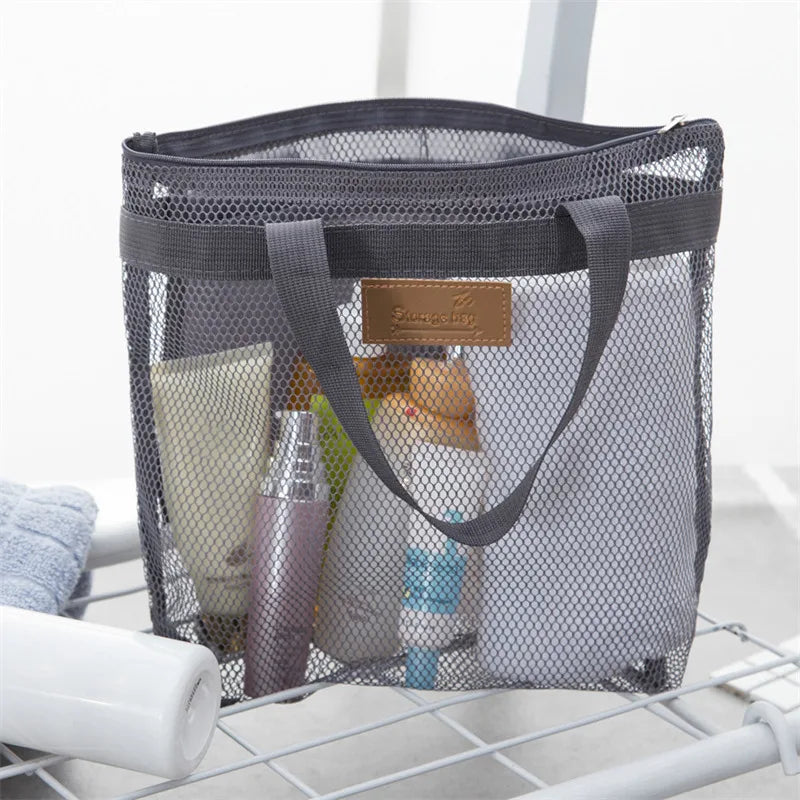 Mesh Makeup Toiletry Storage Bags Handbags Portable Travel Washing Body Shower Tools Organizer Hanging Cosmetic Organizer Pouch - Smarsty