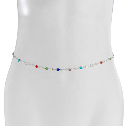 Fashion Colored Glass Crystal Waist Chain for Women - Smarsty