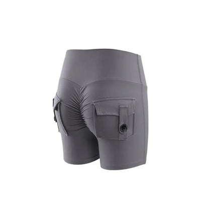Summer Peach Butt Fitness Exercise Three-Quarter Pants Cargo Air Dry Pocket Yoga Tight lift the hips Women's Shorts - Smarsty